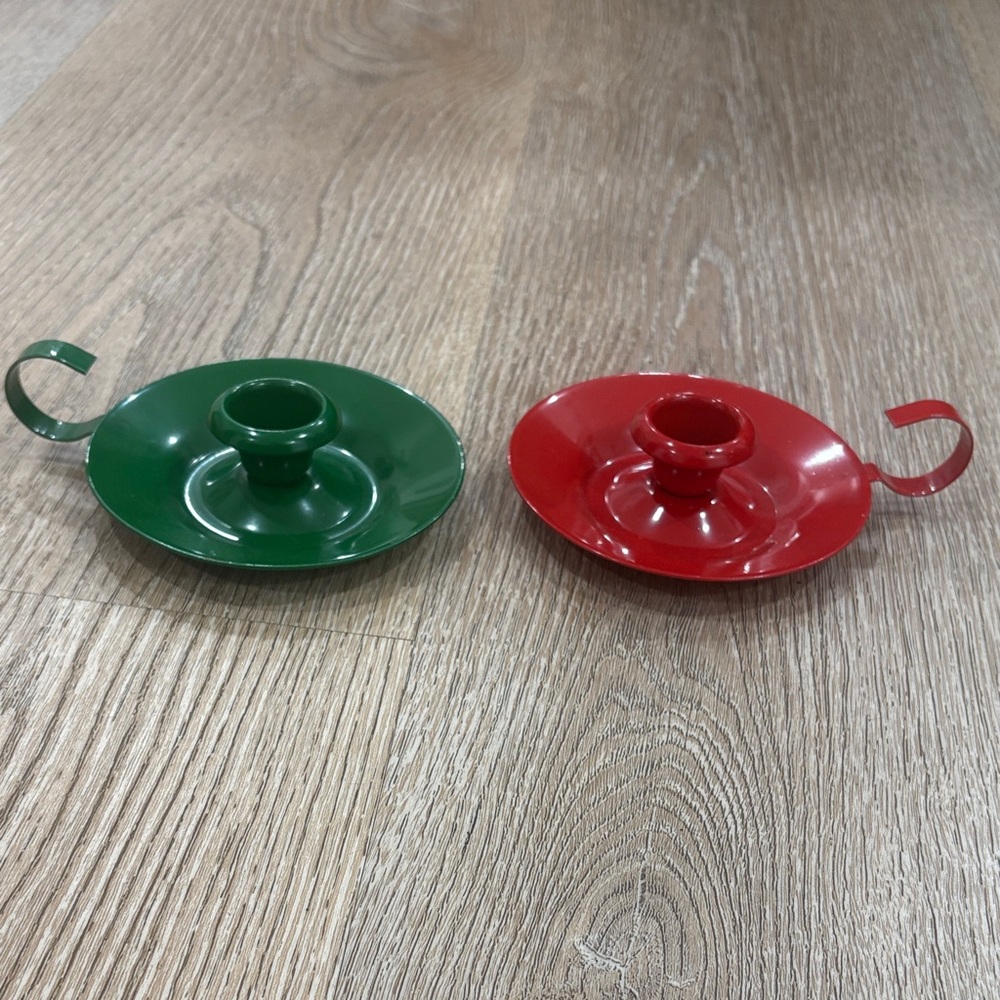 Vintage‎ Tulip Chamber Stick Candle Holder Red Green Christmas Decor